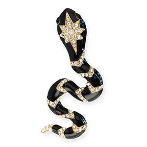 Statement Broschen mit &Ouml;se Schlange Gold-black-transparent