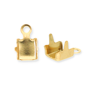 Stainless Steel - Rostfreiem Stahl Schmuckzubeh&ouml;r Endkappen f&uuml;r Strass Ketten 2mm Gold