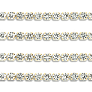 Strass Ketten aus Stainless Steel - Rostfreiem Stahl 4mm Gold-crystal