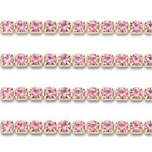 Strass Ketten aus Stainless Steel - Rostfreiem Stahl 2mm Gold-pink