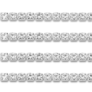 Strass Ketten aus Stainless Steel - Rostfreiem Stahl 2mm Silver-crystal