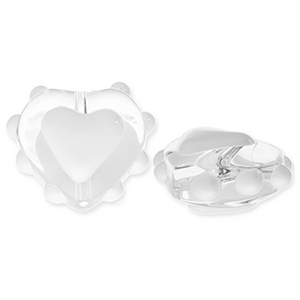 Glasperlen Herz Transparent-white