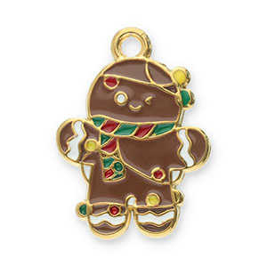 Stainless Steel - Rostfrei Stahl Anh&auml;nger Lebkuchenmann Gold-brown-multicolour