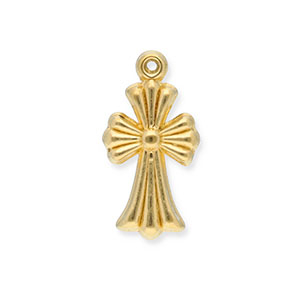 Stainless Steel - Rostfrei Stahl Anh&auml;nger Kreuz Gold