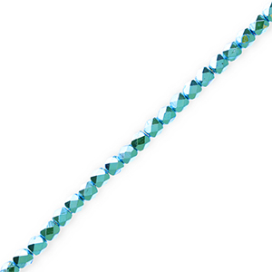 Glas Top Facett Perlen Metallic teal blue