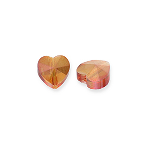 Fashion Facett Perlen Herz Flame orange-AB coating