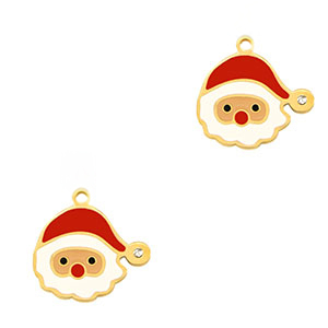 Stainless Steel - Rostfrei Stahl Anh&auml;nger Weihnachtsmann Gold-red