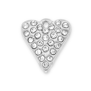 Stainless Steel - Rostfrei Stahl Anh&auml;nger Herz mit Strass Silver-transparent
