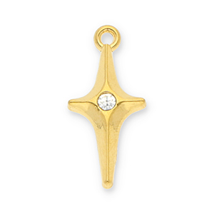 Stainless Steel - Rostfrei Stahl Anh&auml;nger Stern mit Strass Gold-transparent
