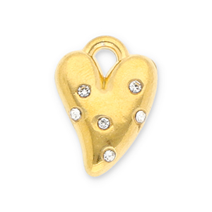 Stainless Steel - Rostfrei Stahl Anh&auml;nger Herz mit Strass Gold-transparent