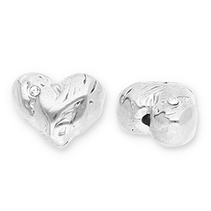 Stainless Steel - Rostfrei Stahl Perlen Herz mit Strass Silver-transparent