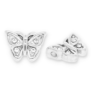 Stainless Steel - Rostfrei Stahl Perlen Schmetterling mit Strass Silver-transparent