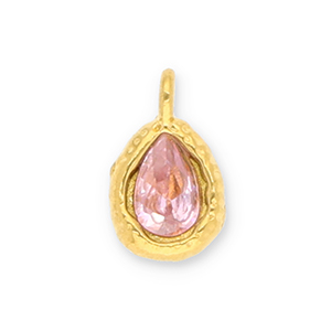 Stainless Steel - Rostfrei Stahl Anh&auml;nger Tropfenform mit Facet Gold-light pink