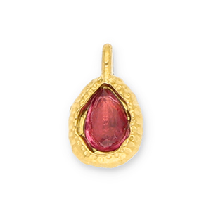 Stainless Steel - Rostfrei Stahl Anh&auml;nger Tropfenform mit Facet Gold-dark pink