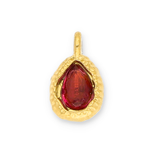 Stainless Steel - Rostfrei Stahl Anh&auml;nger Tropfenform mit Facet Gold-red