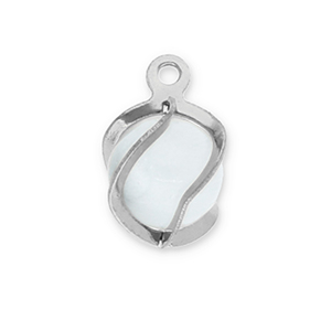Stainless Steel - Rostfrei Stahl Anh&auml;nger Rund Cat's Eye Silver-milky white