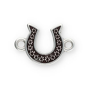 Metall Anh&auml;nger DQ Zwischenst&uuml;ck Hufeisen Antik silber-dark brown (Nickelfrei)