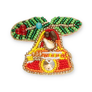 Broschen Weihnachtsglocke Green-orange-yellow-red