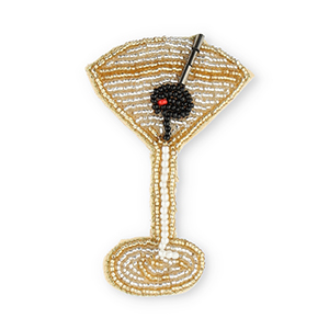 Broschen Cocktailglas Gold-crystal-black
