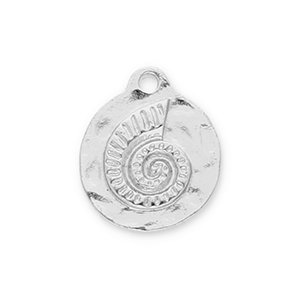 Metall Anh&auml;nger Rund mit Muschel Silver