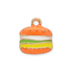 Metall Anh&auml;nger Hamburger Gold-orange-green-yellow