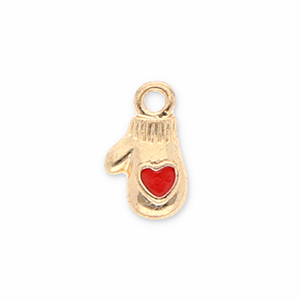 Metall Anh&auml;nger Handschuh Gold-red