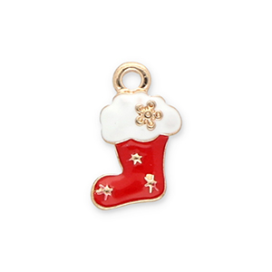 Metall Anh&auml;nger Weihnachtsstr&uuml;mpf Gold-red-white