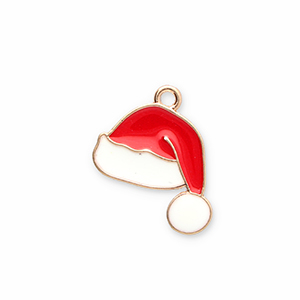 Metall Anh&auml;nger Weihnachsmannm&uuml;tze Gold-red-white