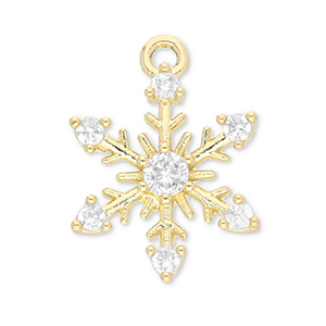 Brass TQ Metall Anh&auml;nger Schneeflocke Gold-transparent