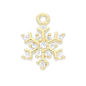 Brass TQ Metall Anh&auml;nger Schneeflocke Gold-transparent