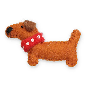 Broschen Filz Dackel Orange brown-red-white