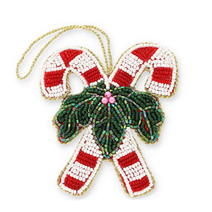 Trendy-Anh&auml;nger Zuckerstangen mit Tannenzweigen Red-white-green-gold