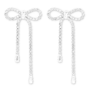 Eco-brass&reg; (nachaltiges Messing) Ohrringe / Ohrstecker mit Strass Schleife Silver-crystal
