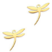 Stainless Steel - Rostfrei Stahl Anh&auml;nger Libelle Gold