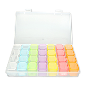 Schmuck Aufbewahrungsboxen mit 7x4 F&auml;chern Transparent-multicolour