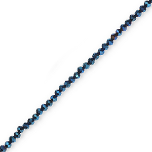 Top Glas Facett Perlen 4x3 mm rondellen Dark blue-pearl shine coating
