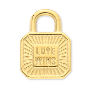 Stainless Steel - Rostfrei Stahl Anh&auml;nger Verschluss "love wins" Gold
