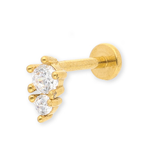Ohrpiercing aus Stainless Steel - Rostfreiem Stahl mit Strass Gold-crystal