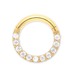 Ohrpiercing aus Stainless Steel - Rostfreiem Stahl Clicker Ring mit Strass Gold-crystal