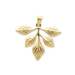 Stainless Steel - Rostfrei Stahl Anh&auml;nger Blatt Gold