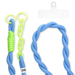 Trendy Segeltau-Handykette inkl. Befestigungs-Patch Blue-green