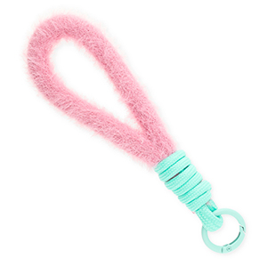 Trendy Segeltau-Handykette Pl&uuml;sch Pastel pink-turquoise