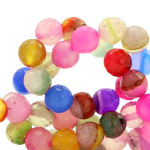 Naturstein Perlen Facett geschliffen 8mm Multicolor