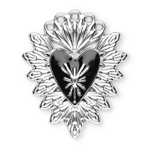 Stainless Steel - Rostfrei Stahl Anh&auml;nger Heilige Herz Silver-black