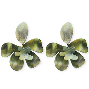 Trendy Resin Ohrringe&nbsp;/&nbsp;Ohrstecker Blume Multicolour green