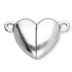 Stainless Steel - Rostfrei Stahl Schmuckzubeh&ouml;r Magnetverschluss Herz Silver