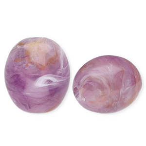 Acrylperlen Oval Purple-brown-marble