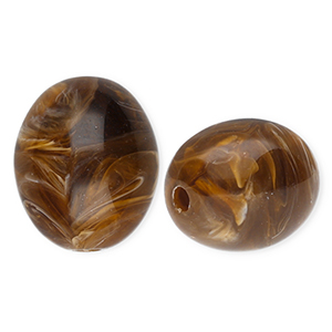 Acrylperlen Oval Brown-marble