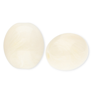 Acrylperlen Oval Off white-marble