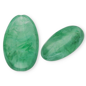 Acrylperlen Lang Oval Dark green-marble